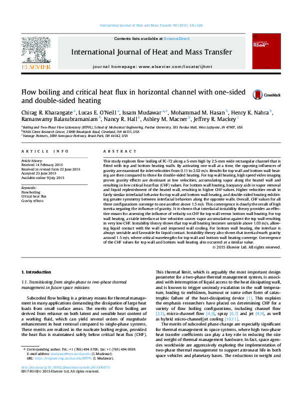 (PDF) Flow boiling and critical heat flux in horizontal channel with ...