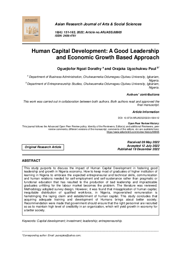(PDF) Human Capital Development: A Good Leadership and Economic Growth ...