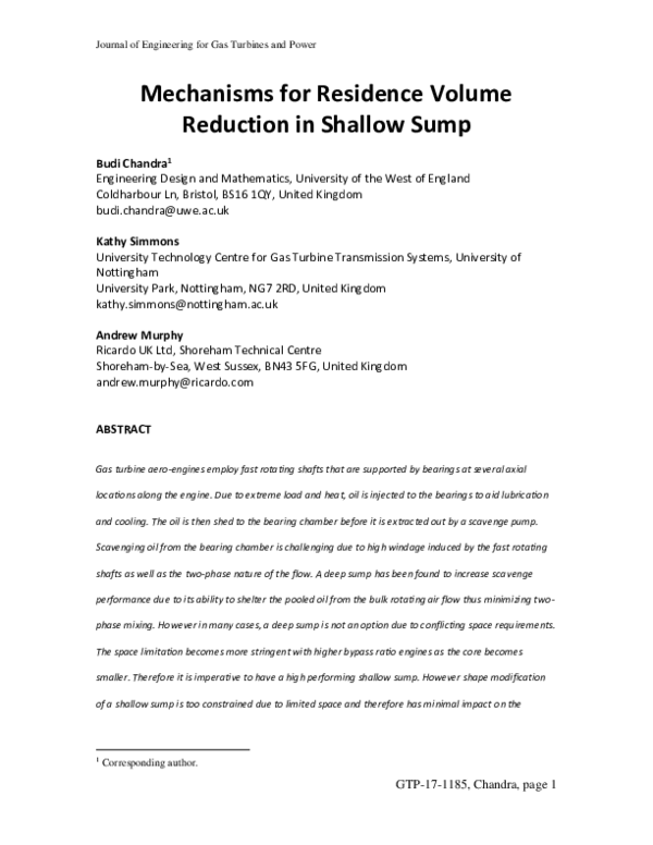 (PDF) Mechanisms for Residence Volume Reduction in Shallow Sump