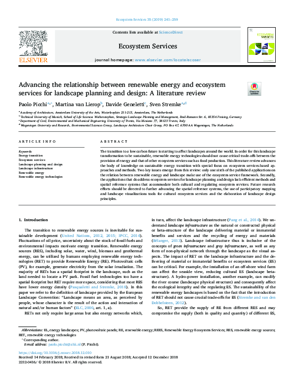 (PDF) Advancing the relationship between renewable energy and ecosystem ...