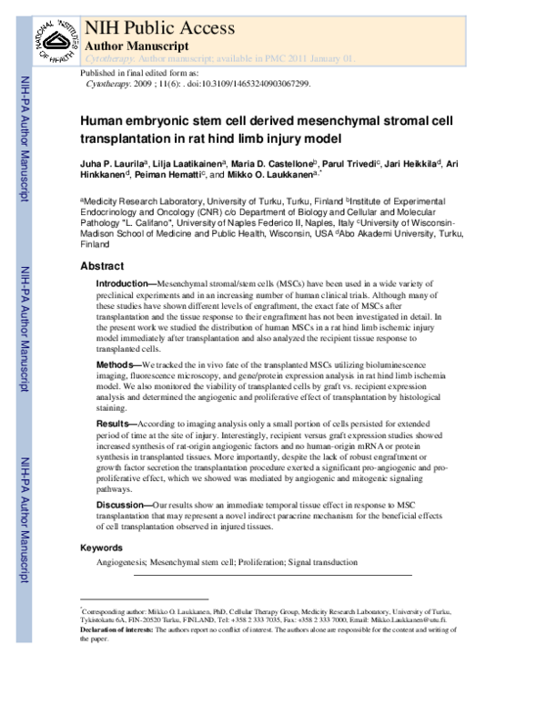 (PDF) Human embryonic stem cell-derived mesenchymal stromal cell ...