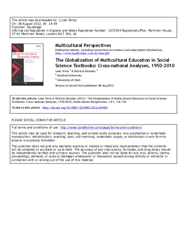 (PDF) The Globalization of Multicultural Education in Social Science ...