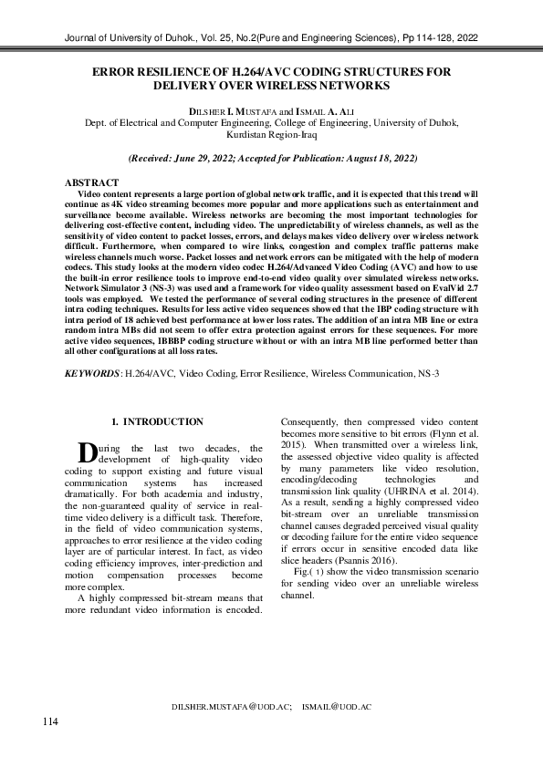 (PDF) Error Resilience of H.264/avc Coding Structures for Delivery over ...