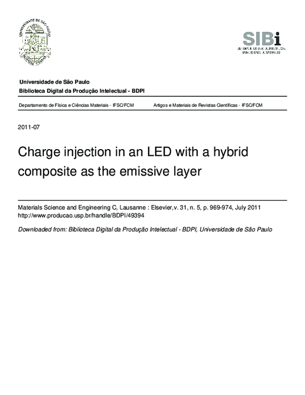 (PDF) Charge injection in an LED with a hybrid composite as the ...