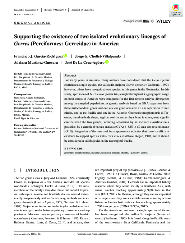 (PDF) Supporting the existence of two isolated evolutionary lineages of ...