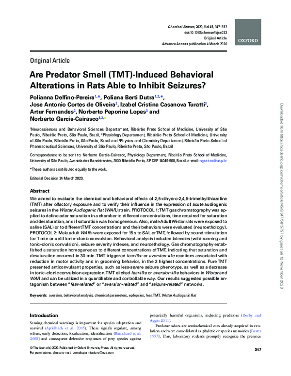 (PDF) Are Predator Smell (TMT)-Induced Behavioral Alterations in Rats ...