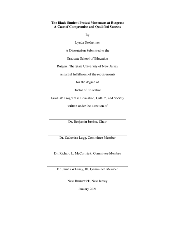 (PDF) The Black student protest movement at Rutgers: a case of ...