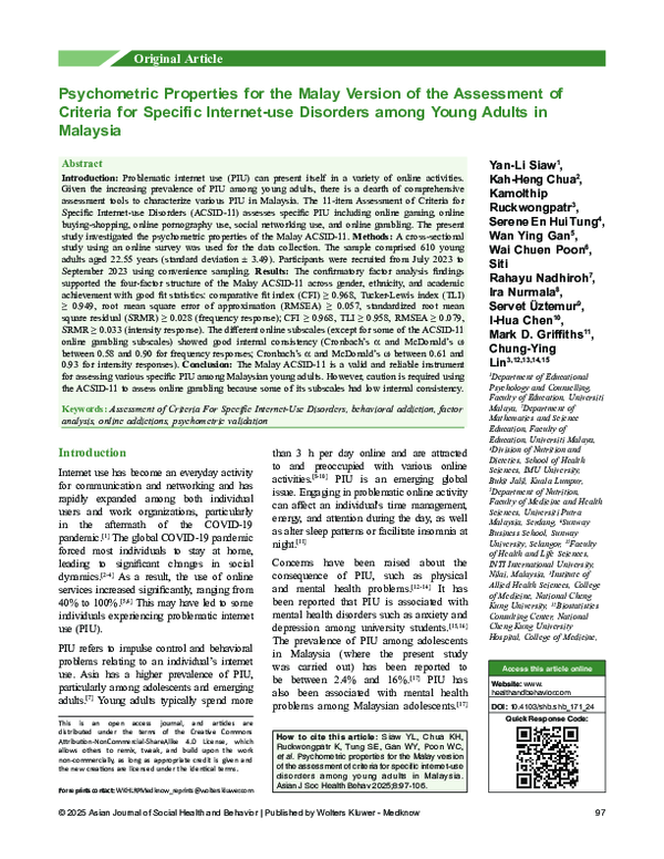 (PDF) Psychometric Properties for the Malay Version of the Assessment ...