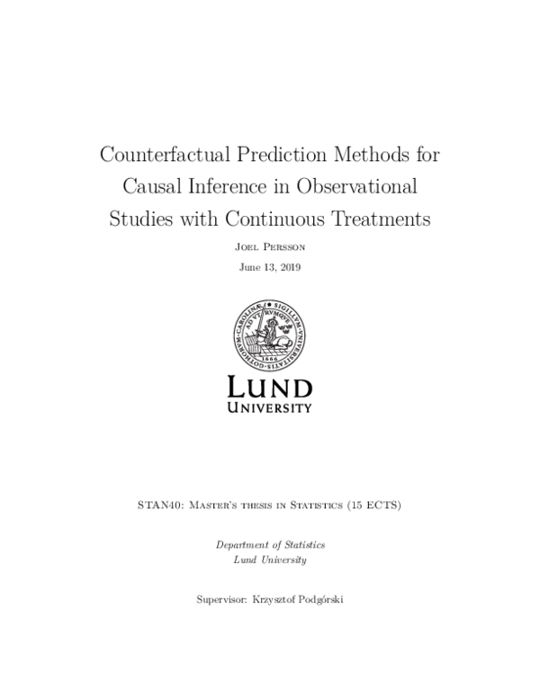 (PDF) Counterfactual Prediction Methods for Causal Inference in ...
