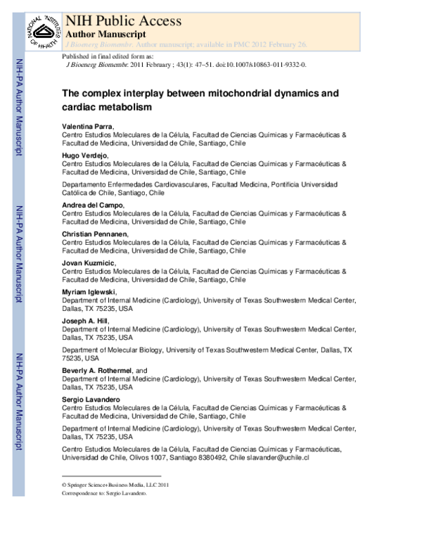 (PDF) The complex interplay between mitochondrial dynamics and cardiac ...