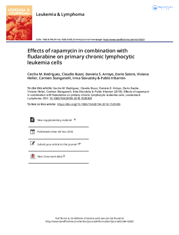 (PDF) Effects of rapamycin in combination with fludarabine on primary ...