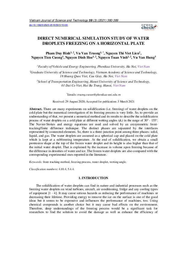 (PDF) Direct Numerical Simulation Study of Water Droplets Freezing on a ...