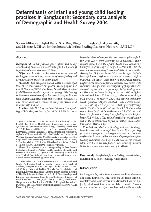(PDF) Determinants of infant and young child feeding practices in ...
