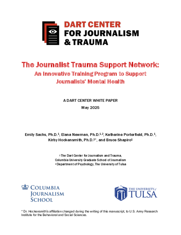 (PDF) The Journalist Trauma Support Network: An Innovative Training ...