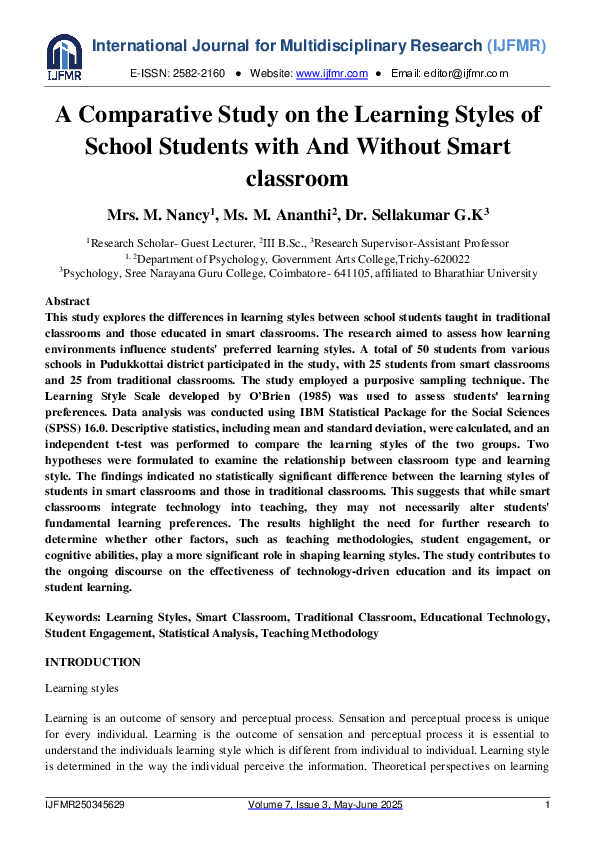 (PDF) A Comparative Study on the Learning Styles of School Students ...