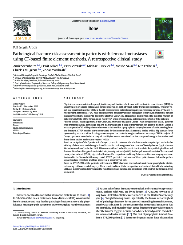 (PDF) Pathological fracture risk assessment in patients with femoral ...