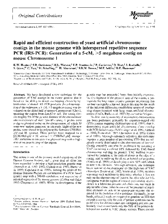 (PDF) Rapid and efficient construction of yeast artificial chromosome ...