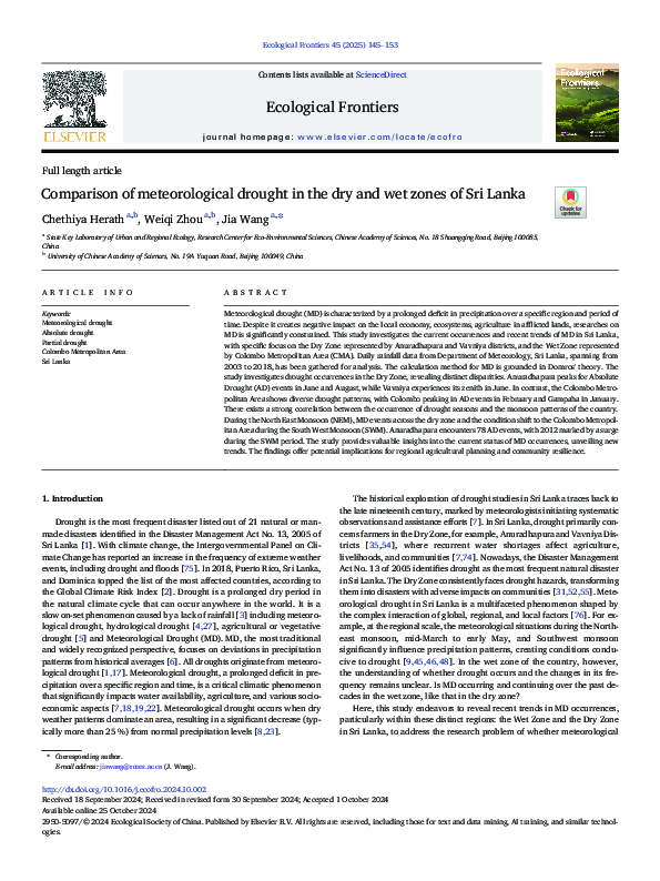(PDF) Comparison of meteorological drought in the dry and wet zones of ...
