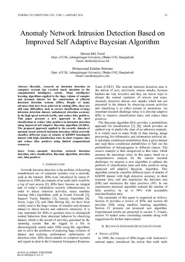 (PDF) Anomaly Network Intrusion Detection Based on Improved Self ...
