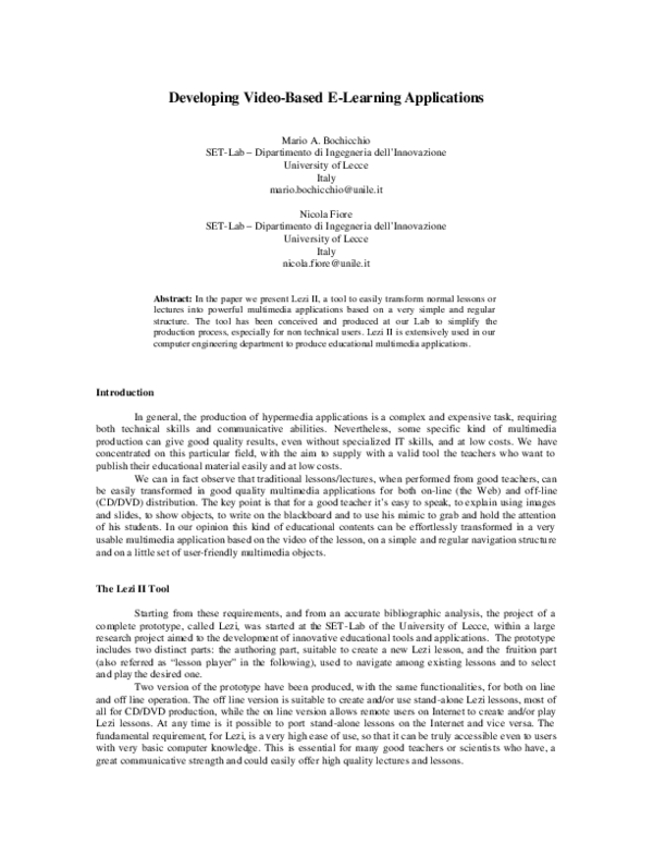 (PDF) Developing Video-Based E-Learning Applications