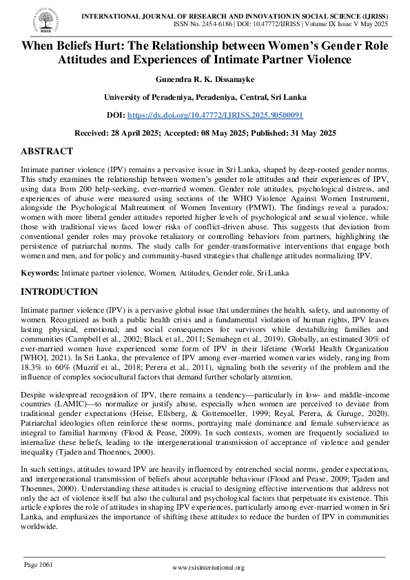 (PDF) When Beliefs Hurt: The Relationship between Women's Gender Role ...