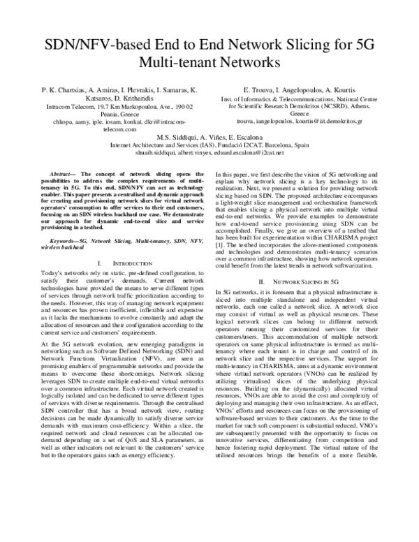 (PDF) SDN/NFV-based end to end network slicing for 5G multi-tenant networks