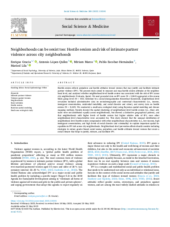 (PDF) Neighborhoods can be sexist too: Hostile sexism and risk of ...