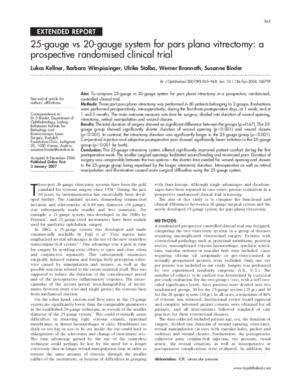 (PDF) 25-GAUGE vs 20-GAUGE System for Pars Plana Vitrectomy: A ...