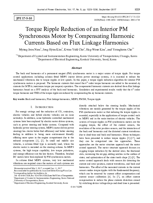 (PDF) Torque Ripple Reduction of an Interior PM Synchronous Motor by ...