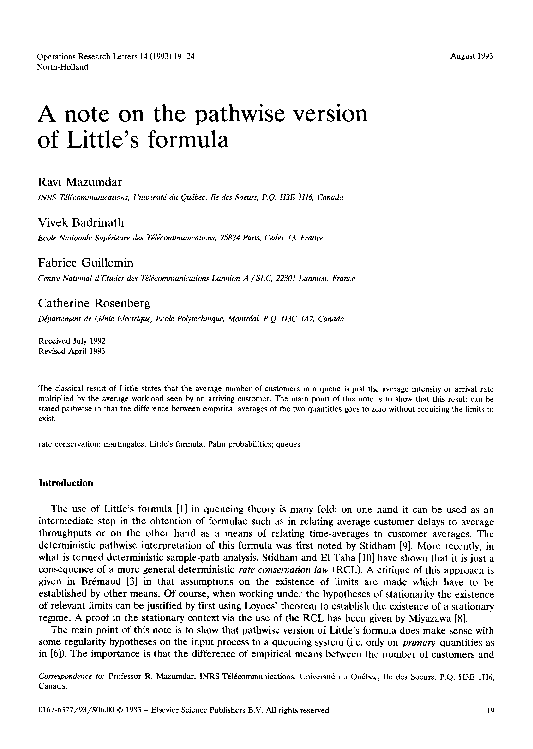(PDF) A note on the pathwise version of Little's formula