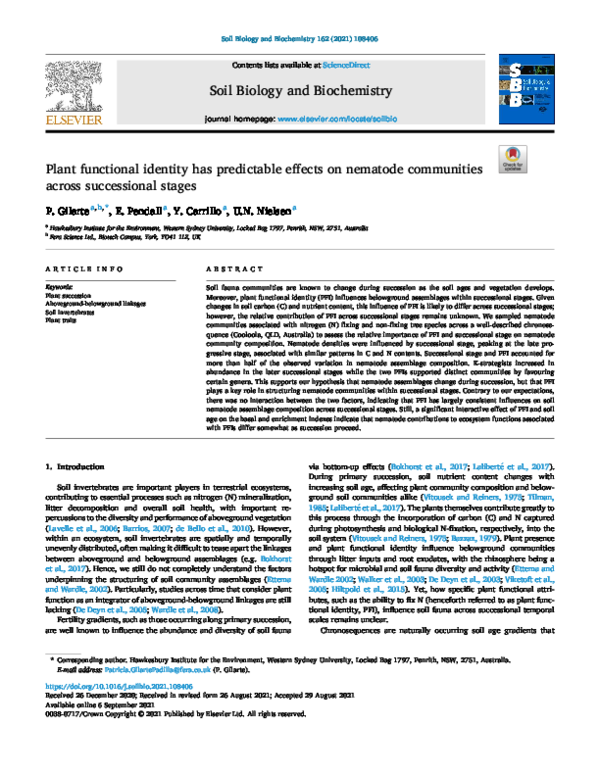 (PDF) Plant functional identity has predictable effects on soil ...