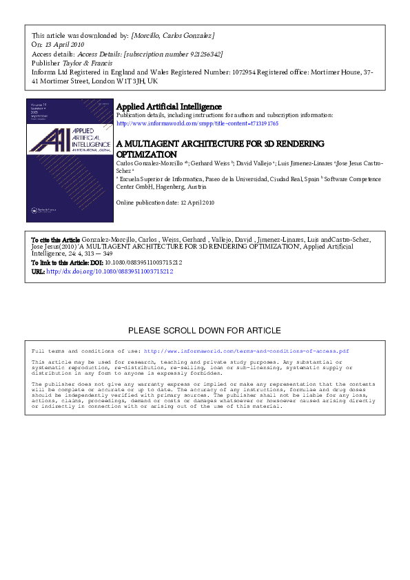 (PDF) A Multiagent Architecture for 3D Rendering Optimization