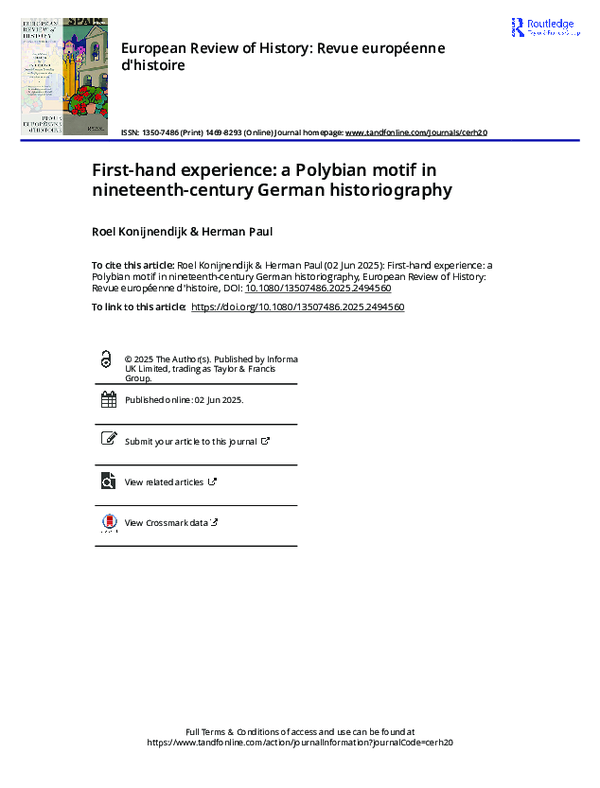 (PDF) First-Hand Experience: A Polybian Motif in Nineteenth-Century ...