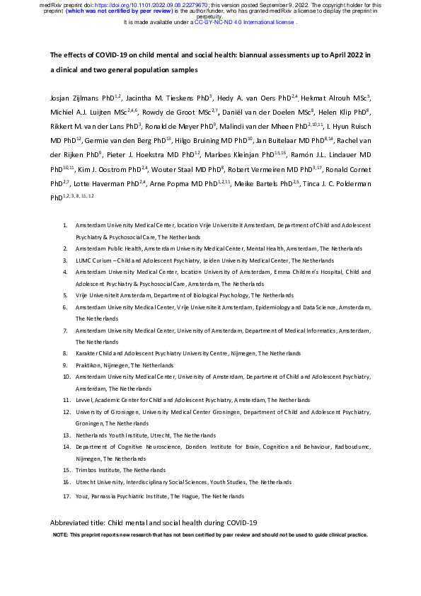 (PDF) The effects of COVID-19 on child mental and social health ...