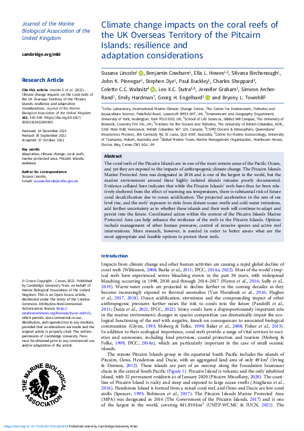 (PDF) Climate change impacts on the coral reefs of the UK Overseas ...