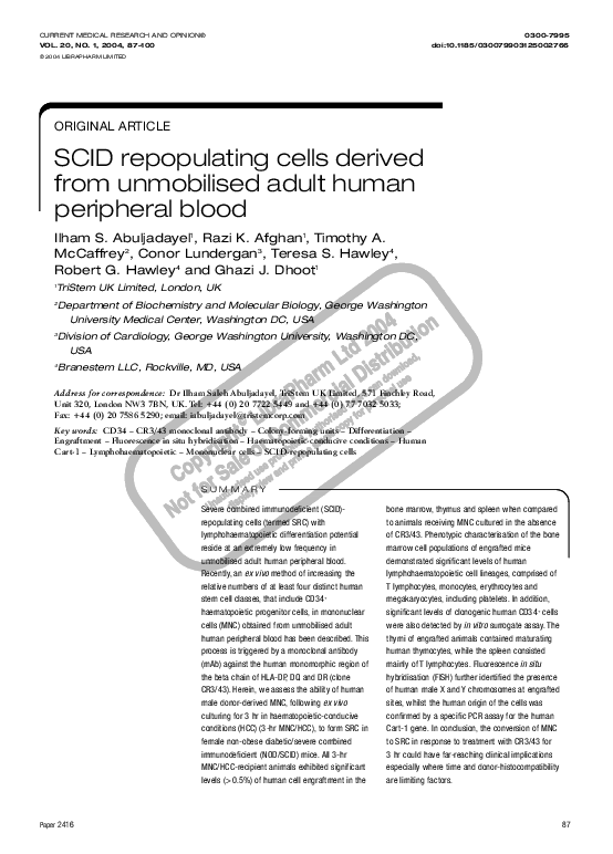 (PDF) SCID repopulating cells derived from unmobilised adult human ...