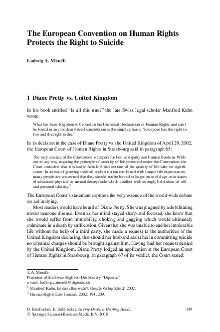 (PDF) The European Convention on Human Rights Protects the Right to Suicide