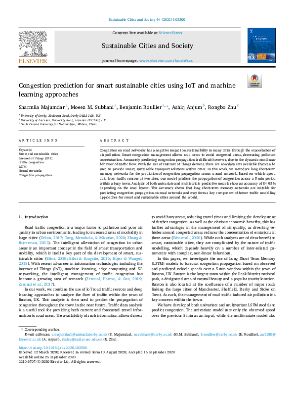 (PDF) Congestion prediction for smart sustainable cities using IoT and ...