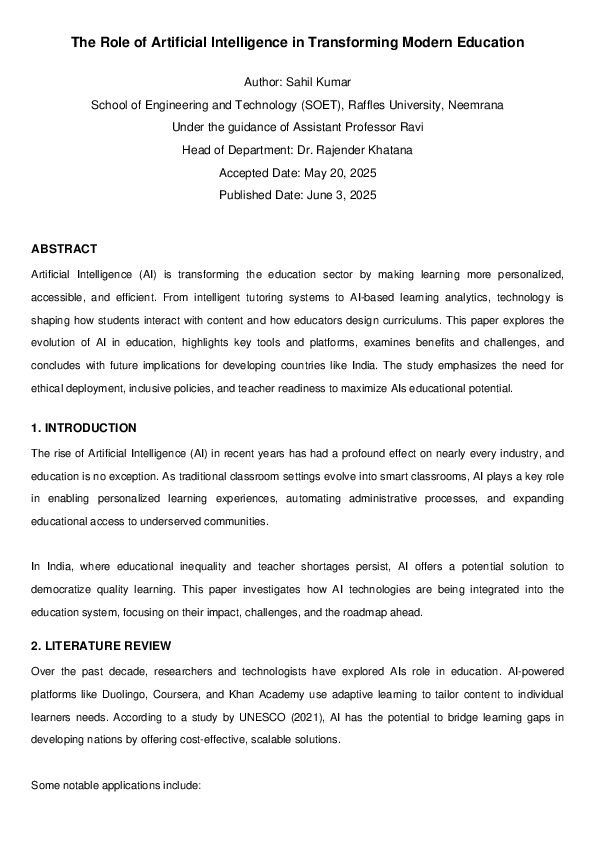 (PDF) The Role of Artificial Intelligence in Transforming Modern Education