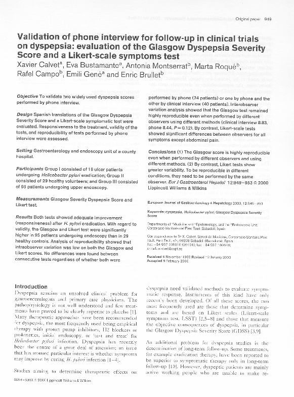 (PDF) Validation of phone interview for follow-up in clinical trials on ...