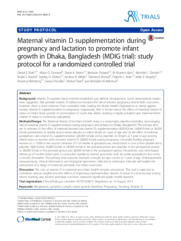 (PDF) Maternal vitamin D supplementation during pregnancy and lactation ...