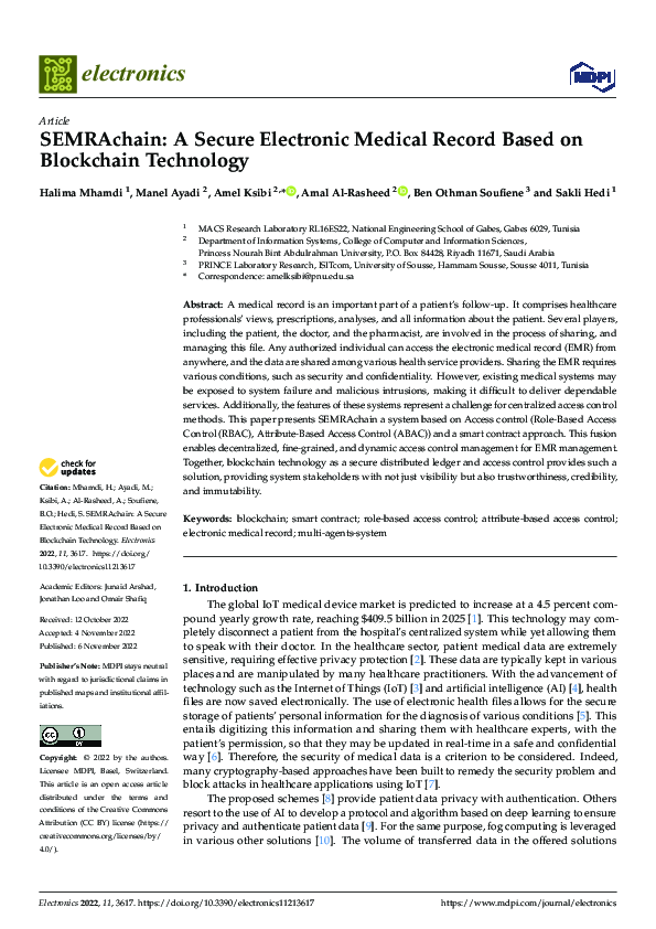 (PDF) SEMRAchain: A Secure Electronic Medical Record Based on ...