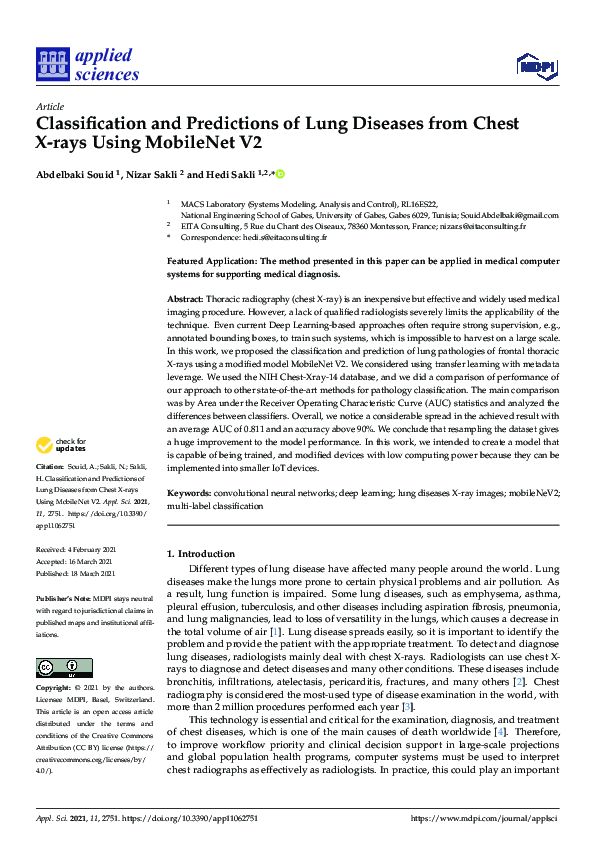 (PDF) Classification and Predictions of Lung Diseases from Chest X-rays ...