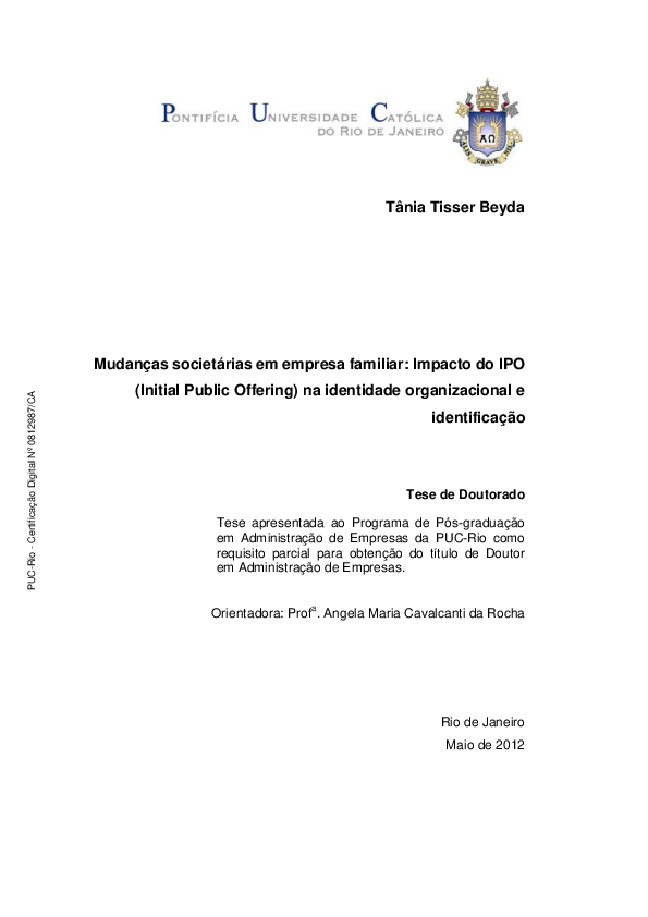 (PDF) Mudanças Societárias Em Empresa Familiar: Impacto Do Ipo (Initial ...
