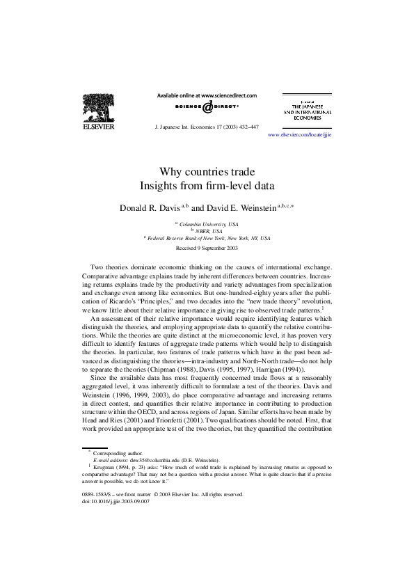 Pdf Why Countries Trade