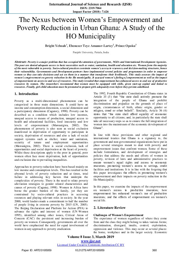 (PDF) The Nexus between Women’s Empowerment and Poverty Reduction in ...
