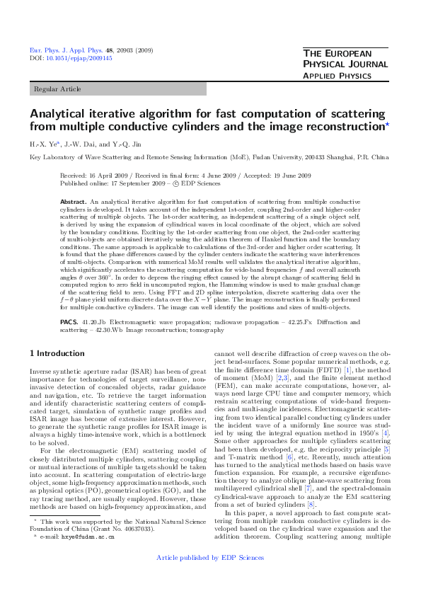 (PDF) Analytical iterative algorithm for fast computation of scattering ...