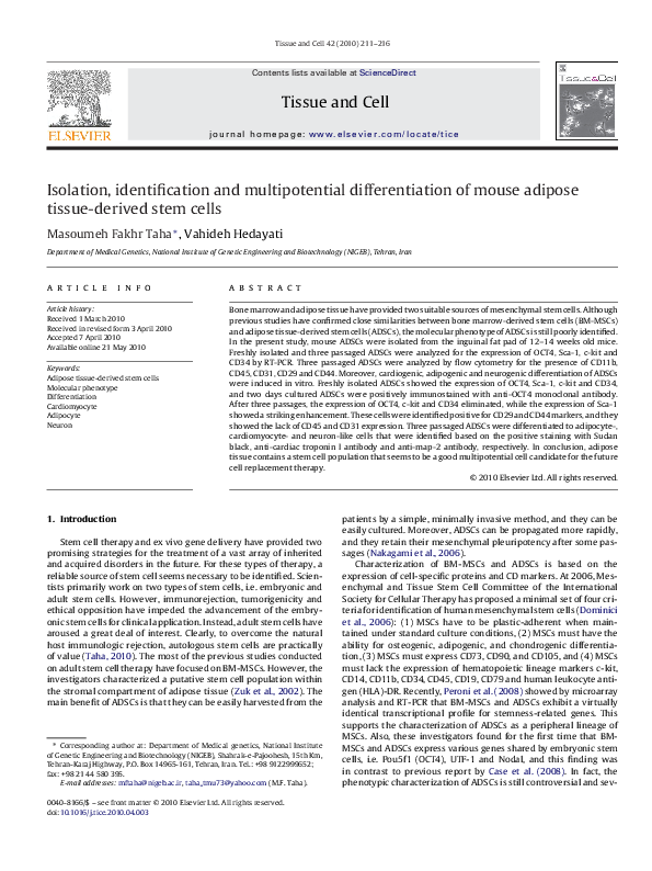 (PDF) Isolation, identification and multipotential differentiation of ...