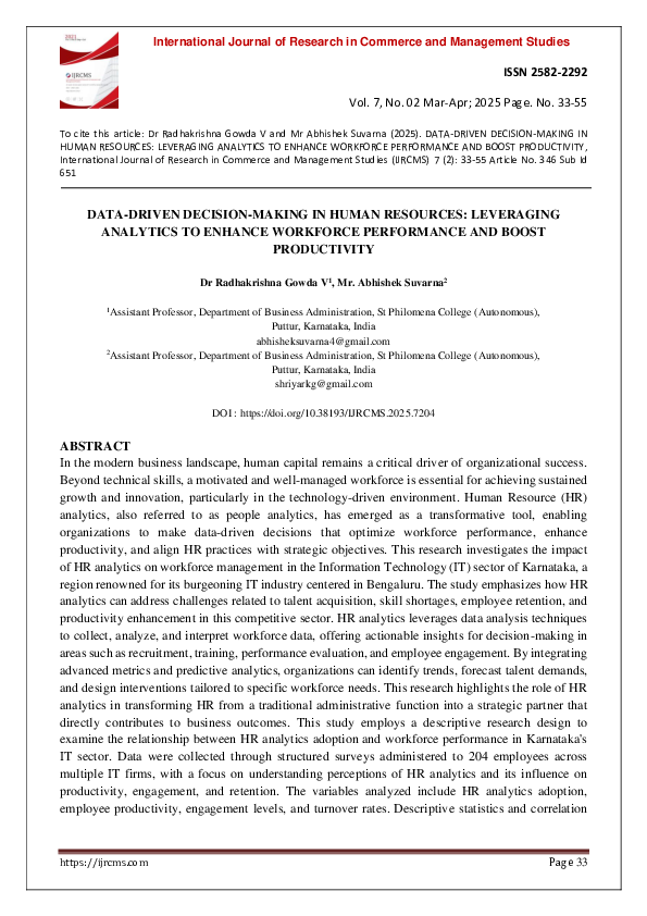 (PDF) DATA-DRIVEN DECISION-MAKING IN HUMAN RESOURCES: LEVERAGING ...