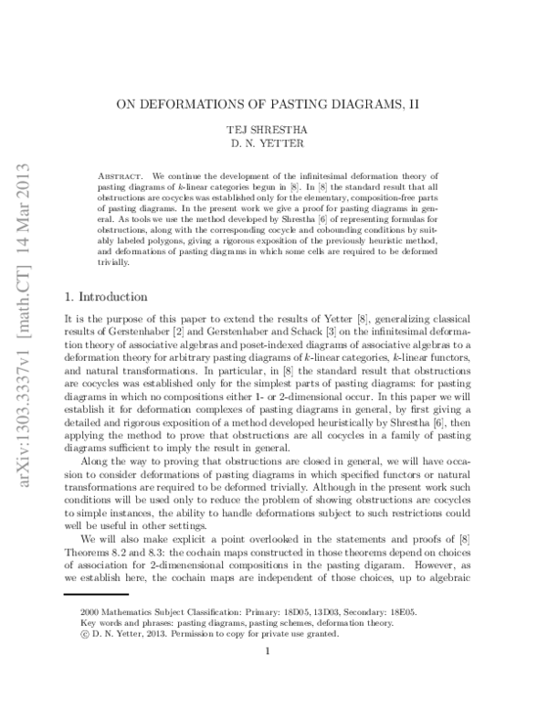(PDF) On Deformations of Pasting Diagrams, II